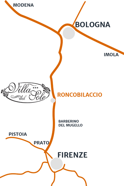 Mappa stradale casa di riposo tra Bologna e Firenze Villa del Sole